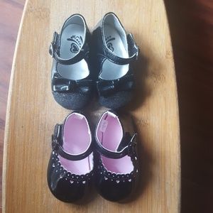 2 pairs of baby girl size 2 dress shoes
